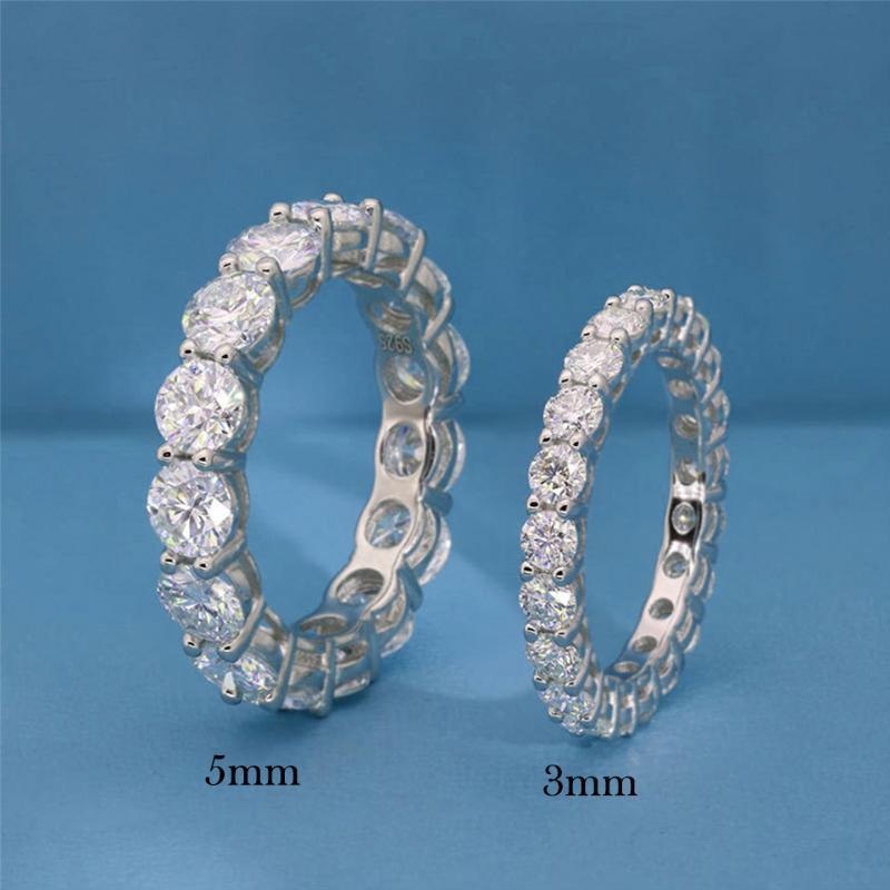 7.5-8carats 5mm D Color Moissanite Row Ring Sterling Silver Wedding Band Rings For Women Wedding Rings for Women, Eternity Band, Classic Style Men'S Women'S Fashion Stacking Band Ring Engagement, Christmas Thanksgiving Gifts For Couple