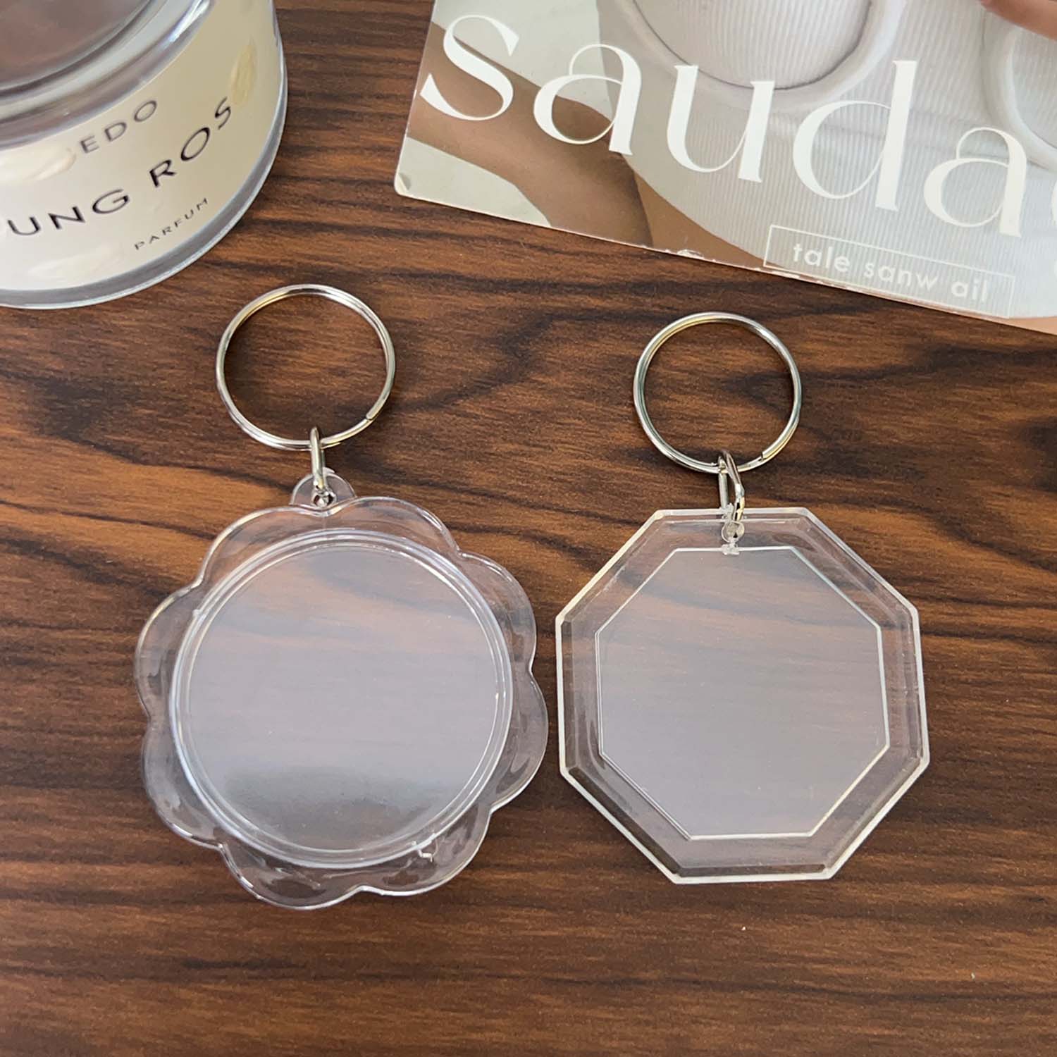 5/50Pcs Transparent Photo Frame Keychain Tassels Snap-In Custom Insert Photo Acrylic Blank Keyring Clear Blank Picture Pendant