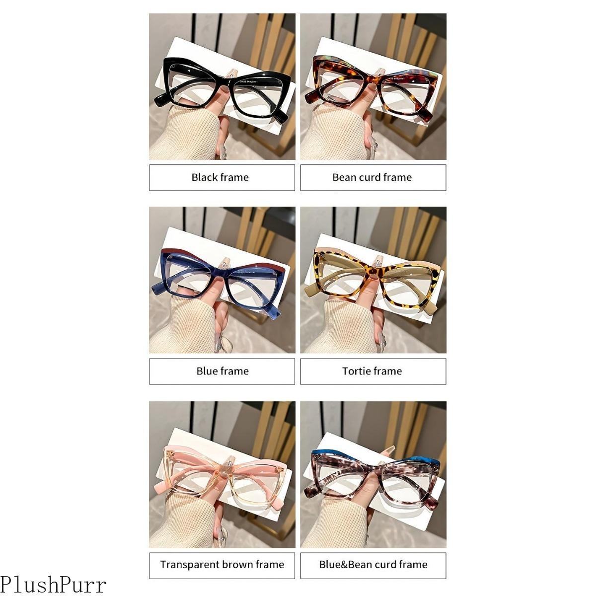 Chic Cat-Eye Blue Light Blocking Glasses, Retro Tortoiseshell Design, Full-Rim PC Frame, Fashionable Computer Eyewear for Women