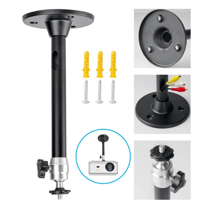Projector Ceiling Mount Bracket, Adjustable Telescopic Stand with 1/4" Screw Thread, Wall and Ceiling Easy Installation with Screws, Compatible with HY300 Pro, P30, TD80W Mini Projectors and Cameras