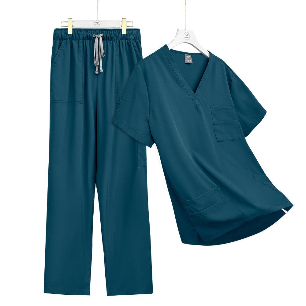 Women's Short Sleeve Scrub Set for Operating Rooms Nurse Uniform Operating Gown and Isolation Gown