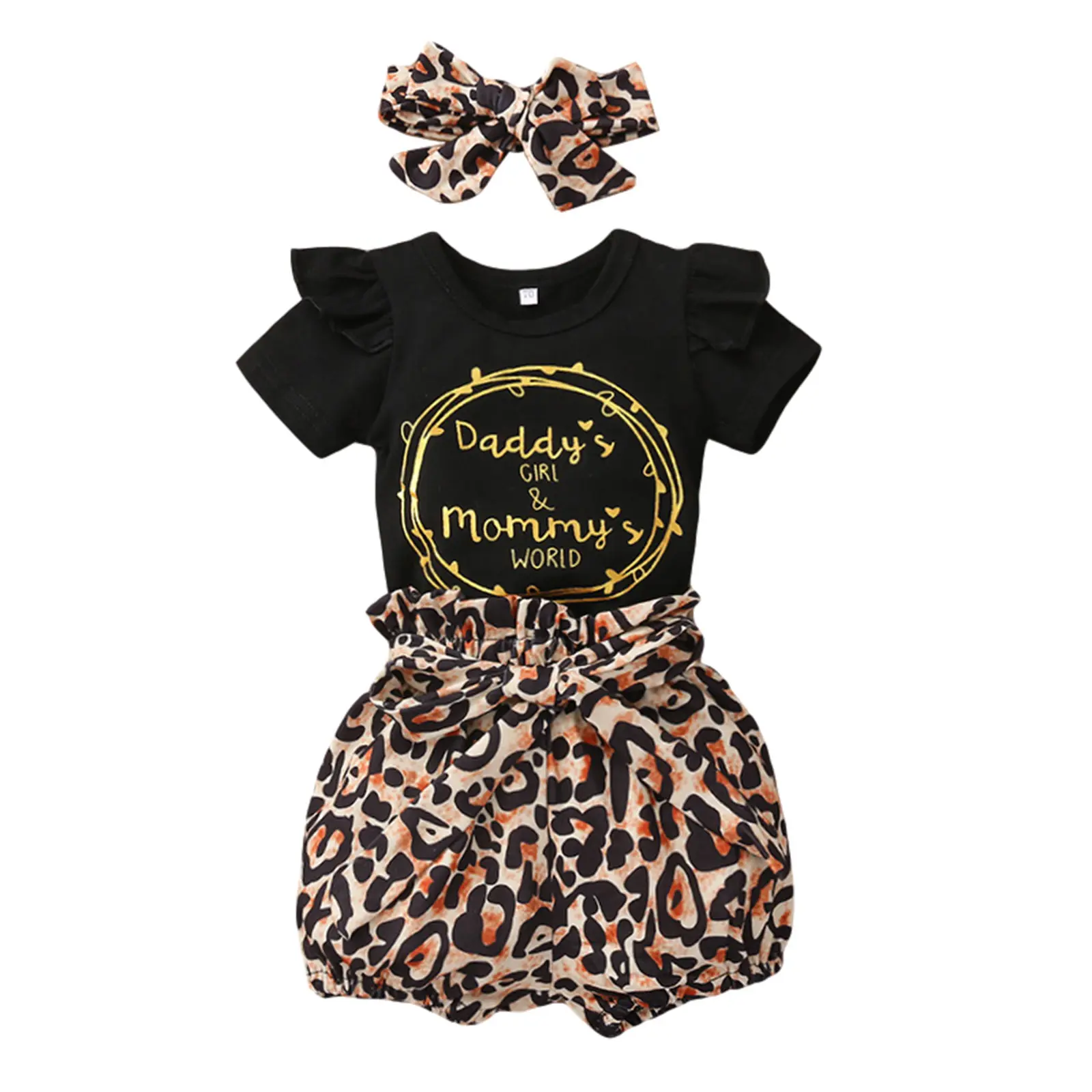 Newborn Summer Clothes Baby Girl Letter Short Sleeve Romper Plaid Ruffle Shorts Headband Set 3pcs Infant Toddler Girl Bow Outfits