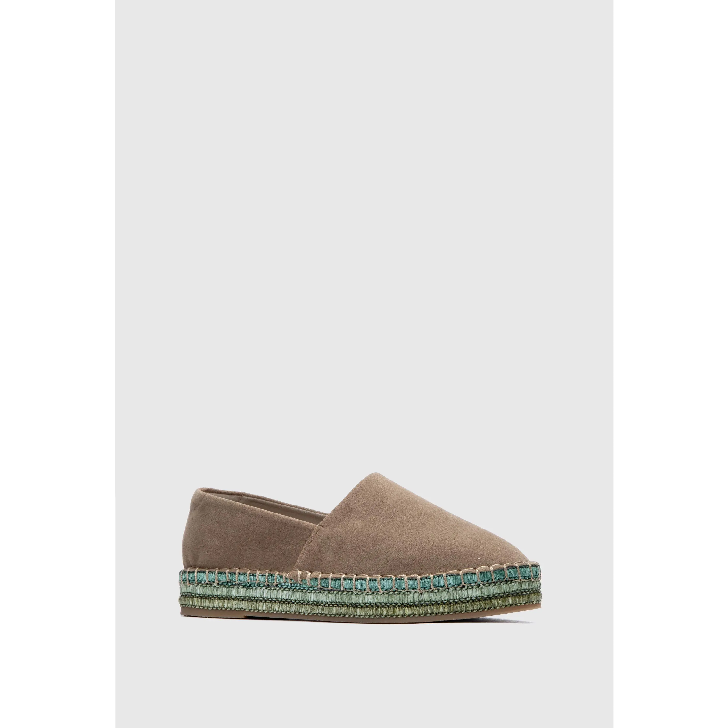 JUST FAB Women's Slip-On Platform Espadrille Flats  1.5" Woven Raffia Sole Casual Summer Shoes, Denim & Faux Suede Lightweight for All-Day Wear Summer Essential