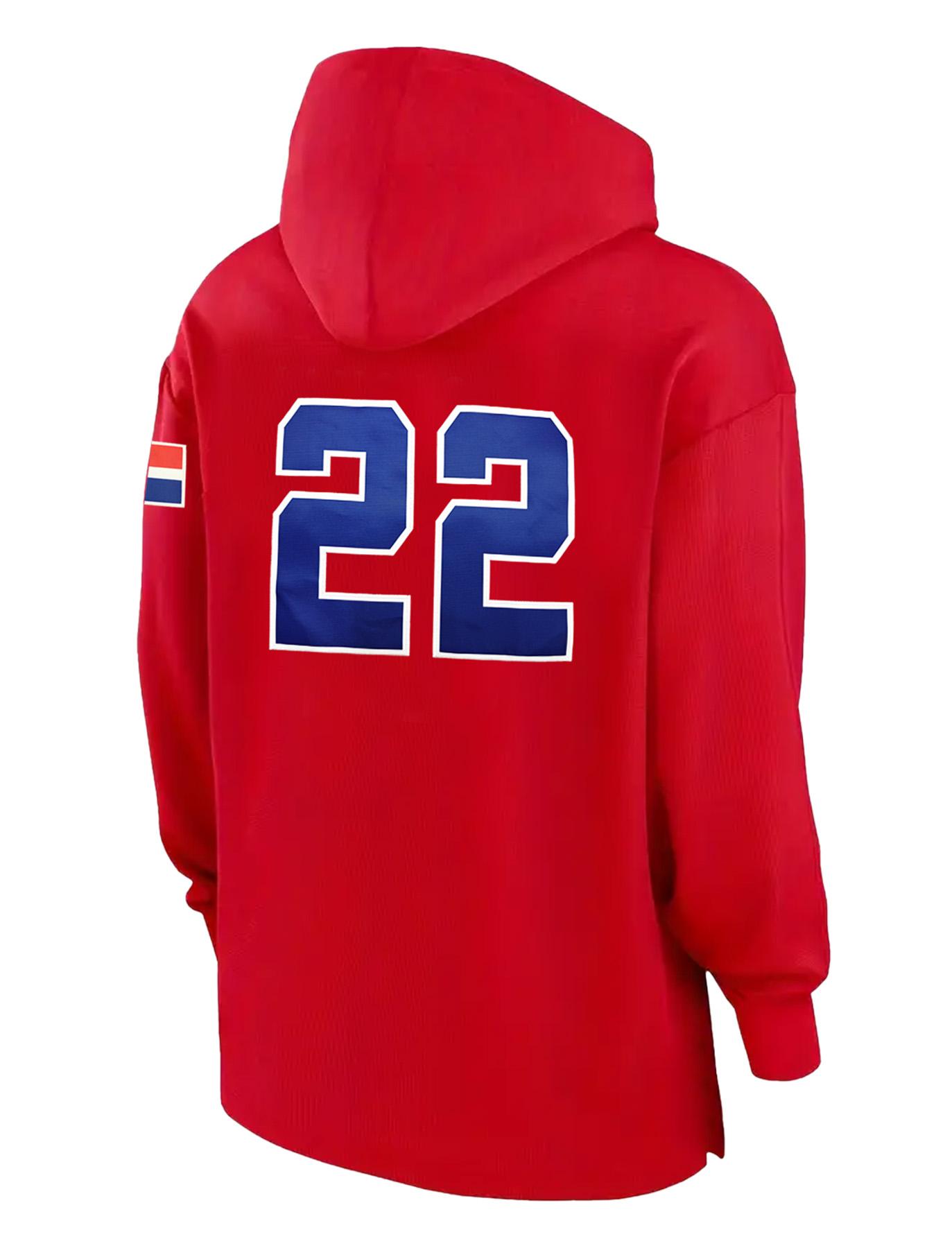 Men's Dominica Embroidered Fleece-Lined Red Hoodie Thick Warm Retro Sporty Pullover for Men & Women, Loose Fit Unisex Couples Christmas Valentine's Gift, Machine Washable, Custom Hoodie, Autumn Winter Wear, Durable Casual Wear