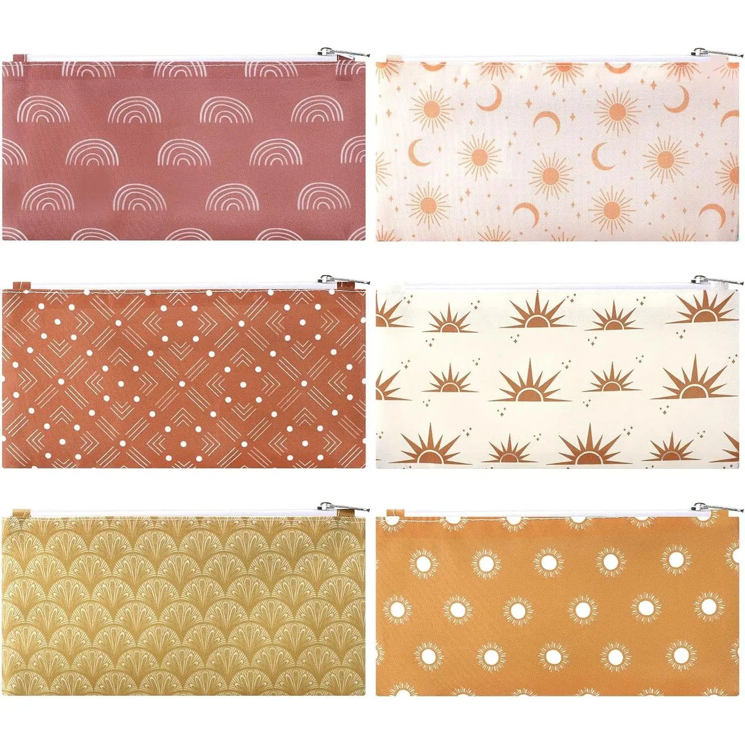 6 count  Snack Bag for  School Lunch Adult Portion Washable Fabric |  to School Student Sandwich Bags, Boho Style,  Cloth Zipper, -safe Pouch, Travel Outdoor Snacks Supplies