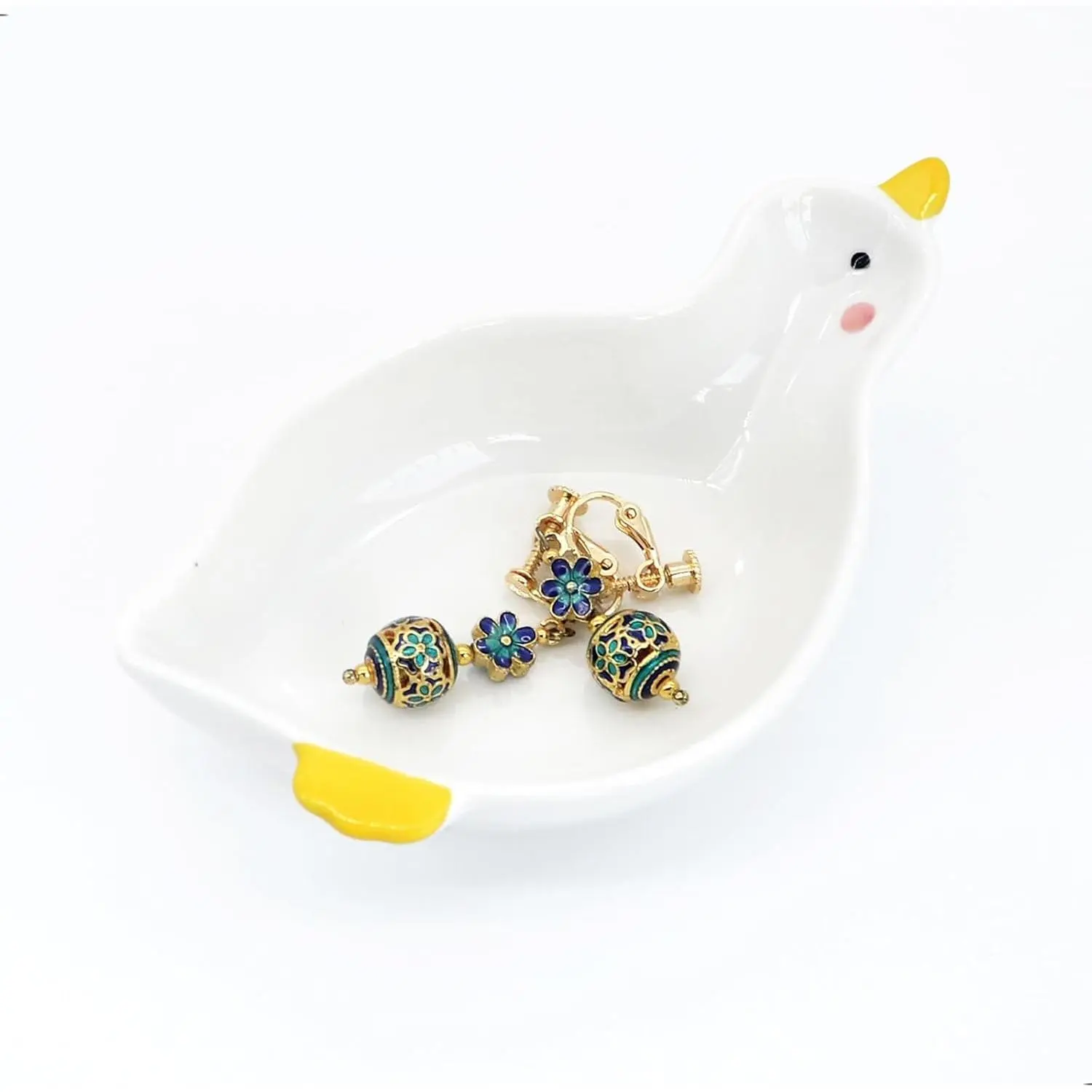 Cute Duck Ring Dish  Tray for Teen Girls Gifts | Small Ceramic Trinket Dish  Tray for Rings Earrings