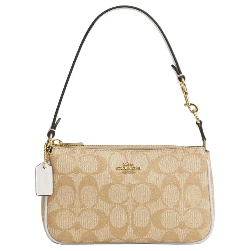 Coach Nolita 19 Vintage Classic Monogram Silver Logo PVC Crossbody Bag for Women, Small Size, Khaki