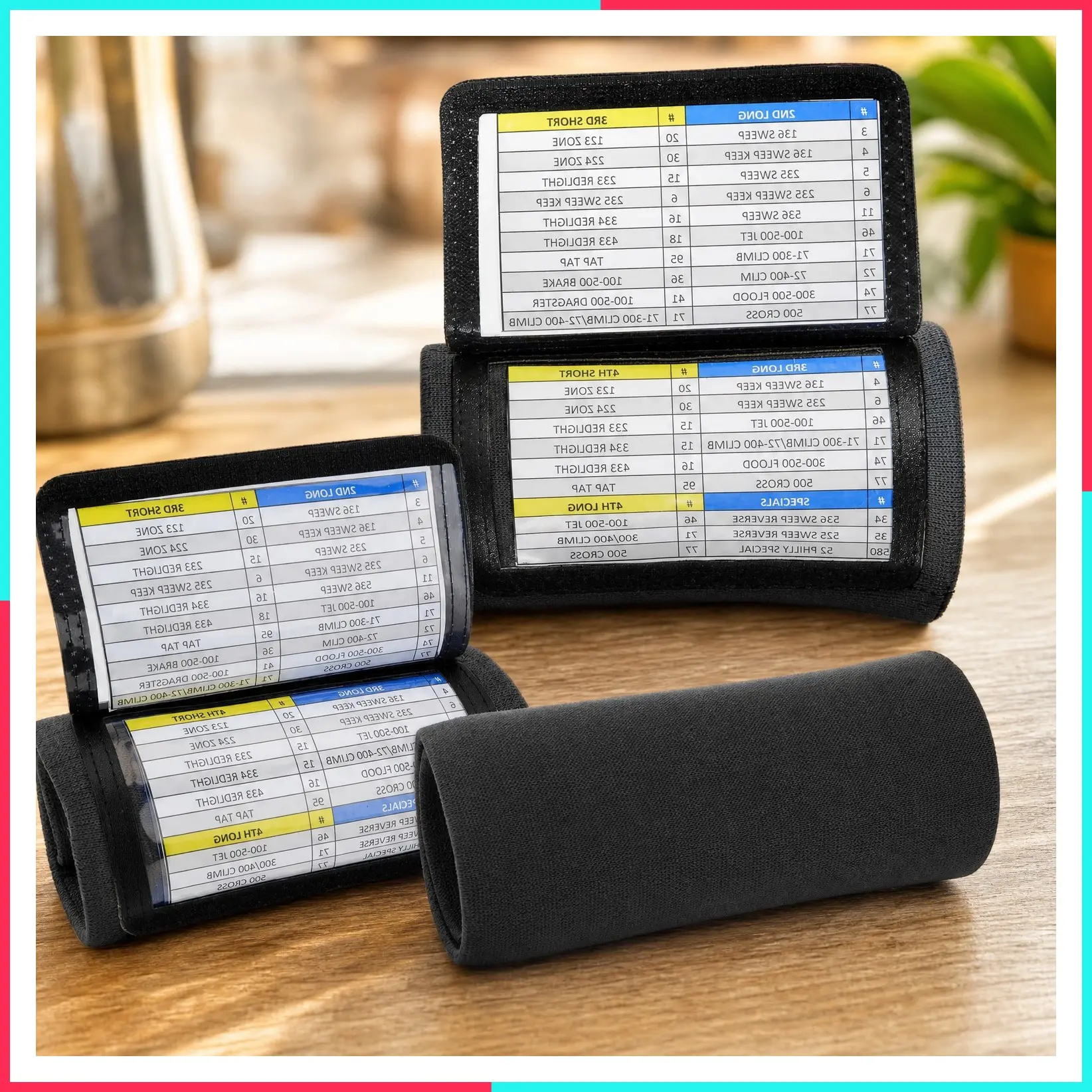 Adult Triple Wrist Coach Playbook Wristbands for Football & Baseball Plays, QB Arm Bands