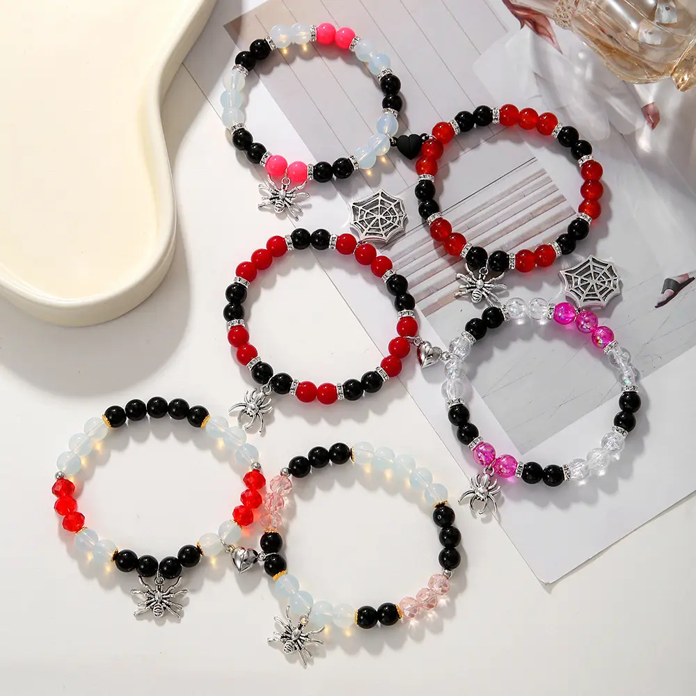 Spider Matching Friendship Bracelets for Couples Magnetic Spider & Kitty Matching Bracelets for 2 GF & BF Valentines Bracelets Jewelry Gifts for BFF Women Men Girls Kids Deals For Your Days
