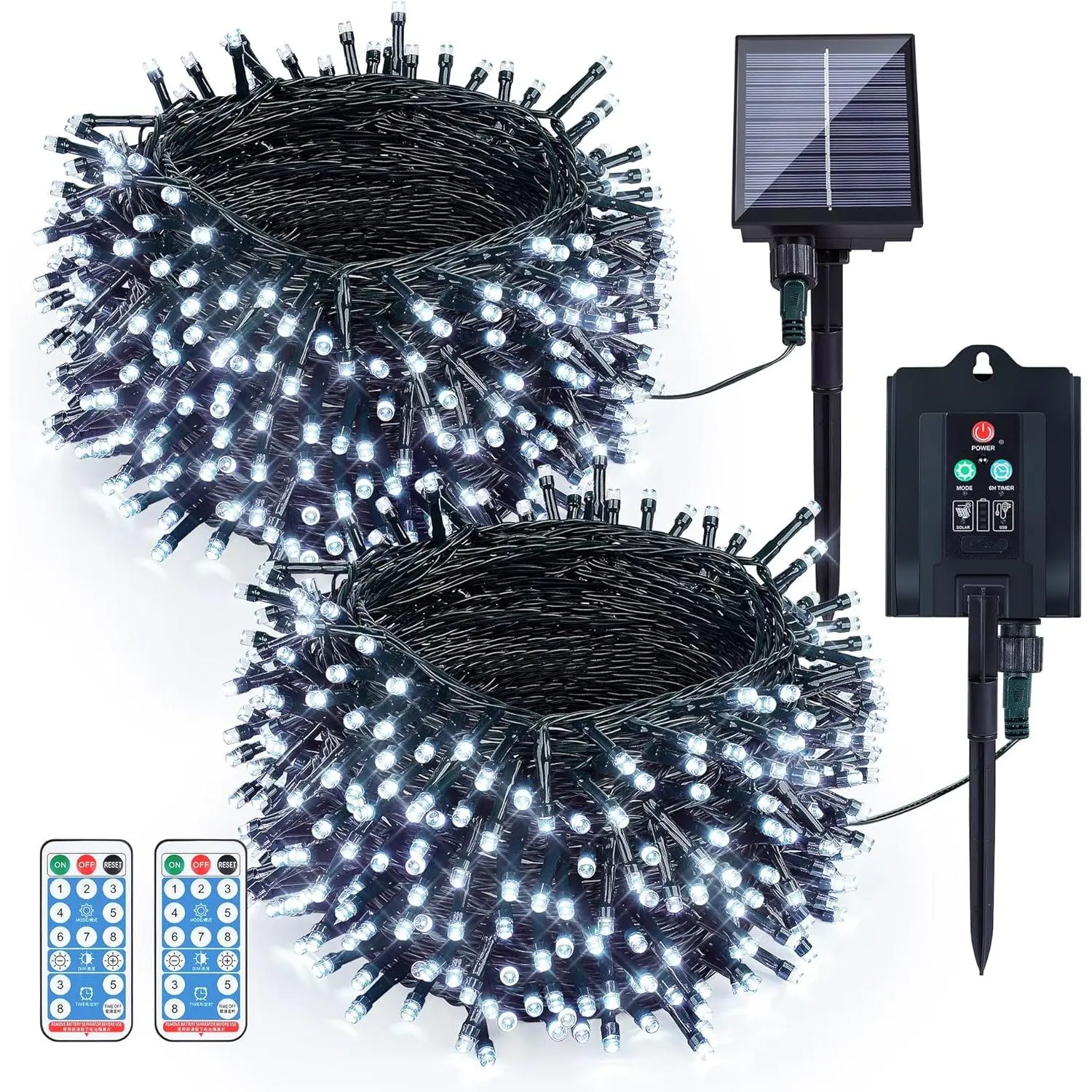2 Pack String Lights,Total 144ft 400 LED White Christmas Lights with Remote and Timer, 8 Modes Tree Light Waterproof Light for,Yard,,