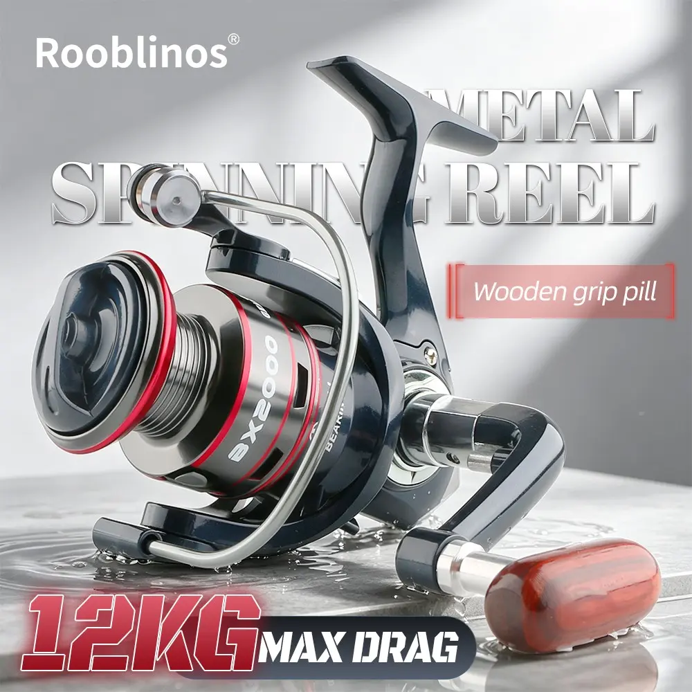 Rooblinos HM Spinning Reel, Full Matel Frame, StainlessBall Bearing, 8Kg MAX Drag Fishing Reels, for MediumInshore&Offshore Saltwater, Freshwater, Ice Fishing, Fishing Equipment, Fishing Stuff
