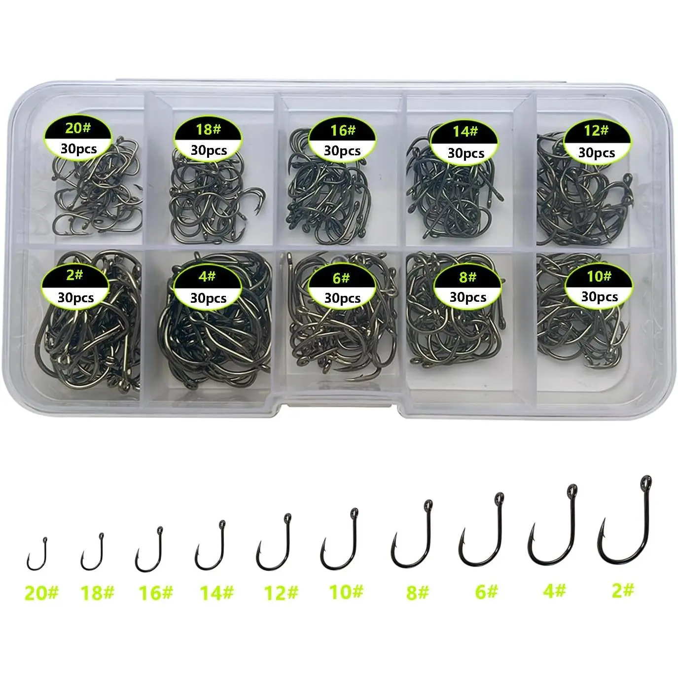1000pcs 600pcs 300pcs Small Fish Hooks Freshwater, 10 Specifications of Trout Fishing Hook Set