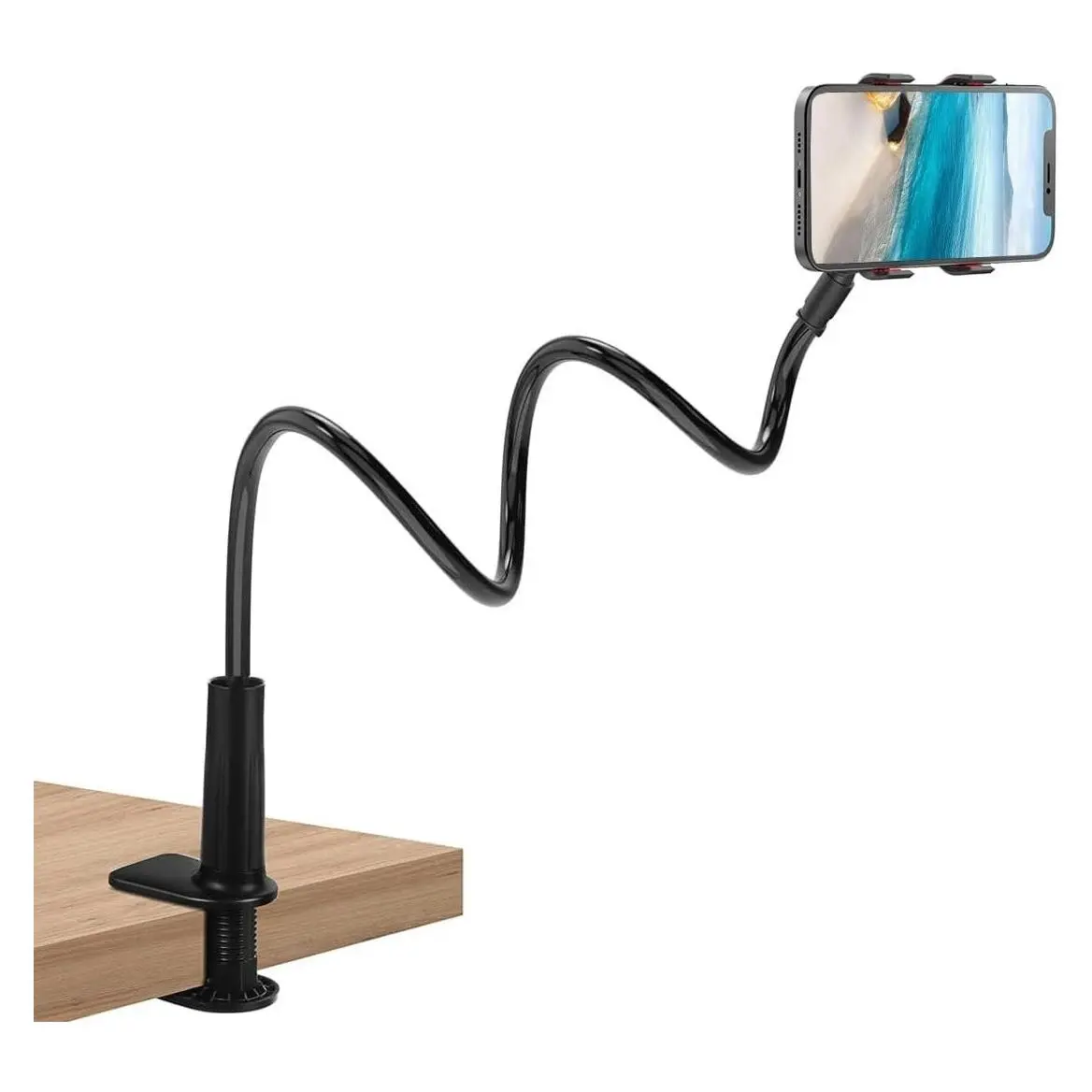 Adjustable Gooseneck Phone Holder for Bed - 360° Flexible Clip Mount Clamp, Long Arm Stand for Bedside Headboard, Universal Lazy BracketGift