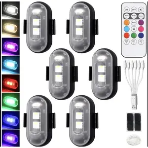 6Pcs Wireless Magnetic Strobe LED Lights with Remote Control, Waterproof Rechargeable Anti-Collision USB Charging Enhanced Safety and Visibility for Car Bike Motorcycle Camping