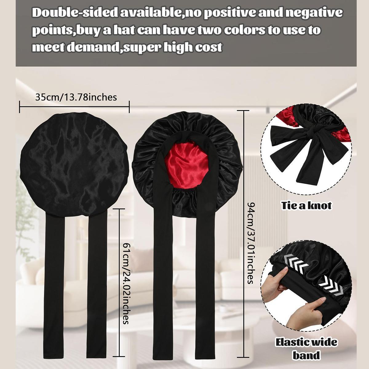 Satin Bonnets for Sleeping Hair Care Cap Double Layer Hair Bonnet with Elastic Tie Band for Straight Curly Hair Night Cap #Valentine'sDay#Valentine'sdaygift