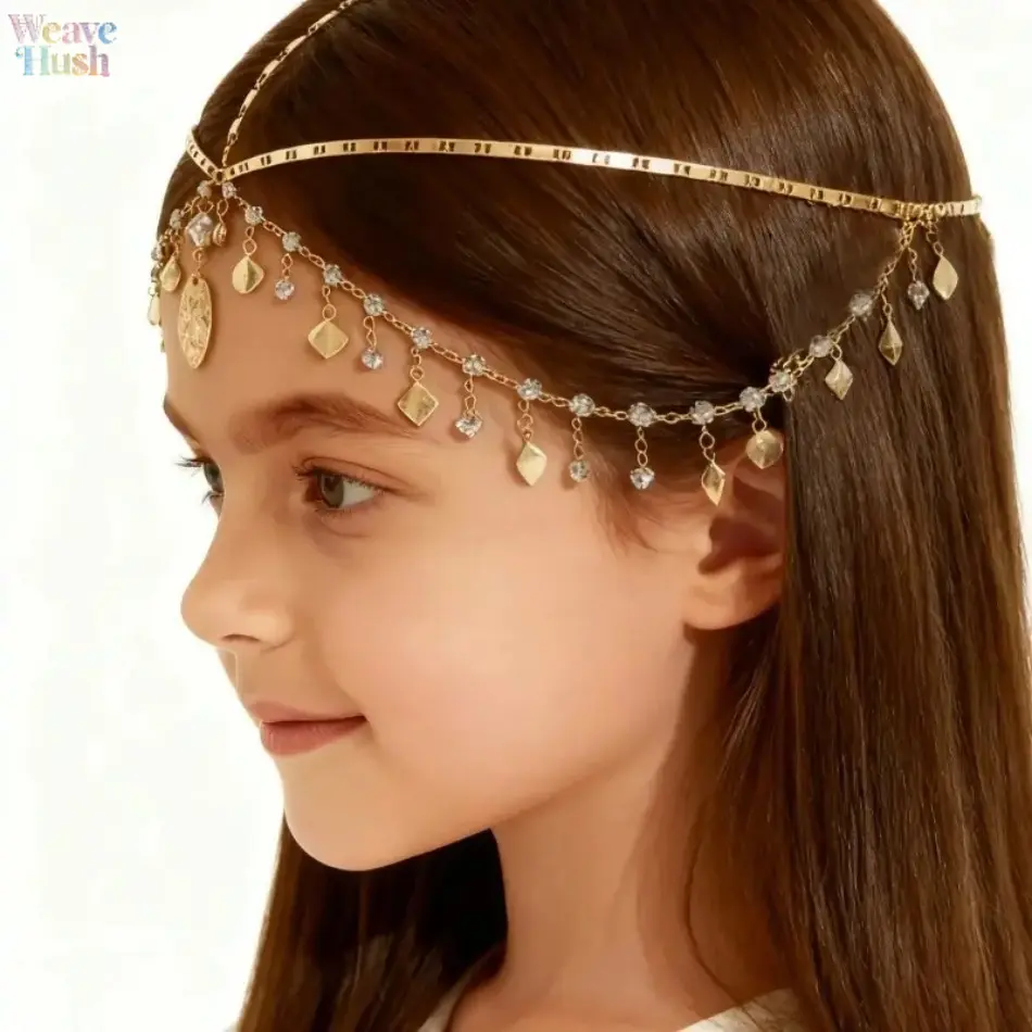 Bohemian Sparkly Wedding Hair Chain Headband, Vintage Luxury Bridal Headpiece, Elegant Boho Hair Jewelry for Wedding Ceremony Party Dating & Girls Daily Styling