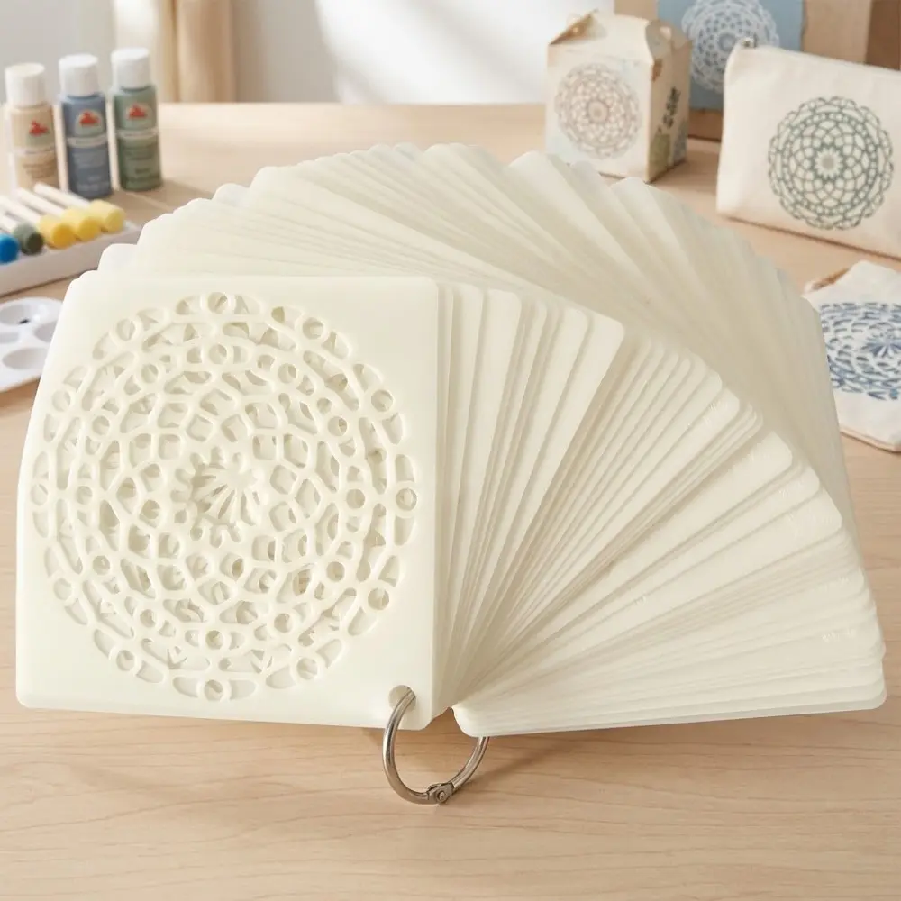 Laser Cut Mandala Stencil Kit, Reusable Transfer Tool for High Precision Painting on Wall Wood Tile Fabric, Waterproof Rustproof Art Decor Template, DIY Stress Relief Journal Decoration Set