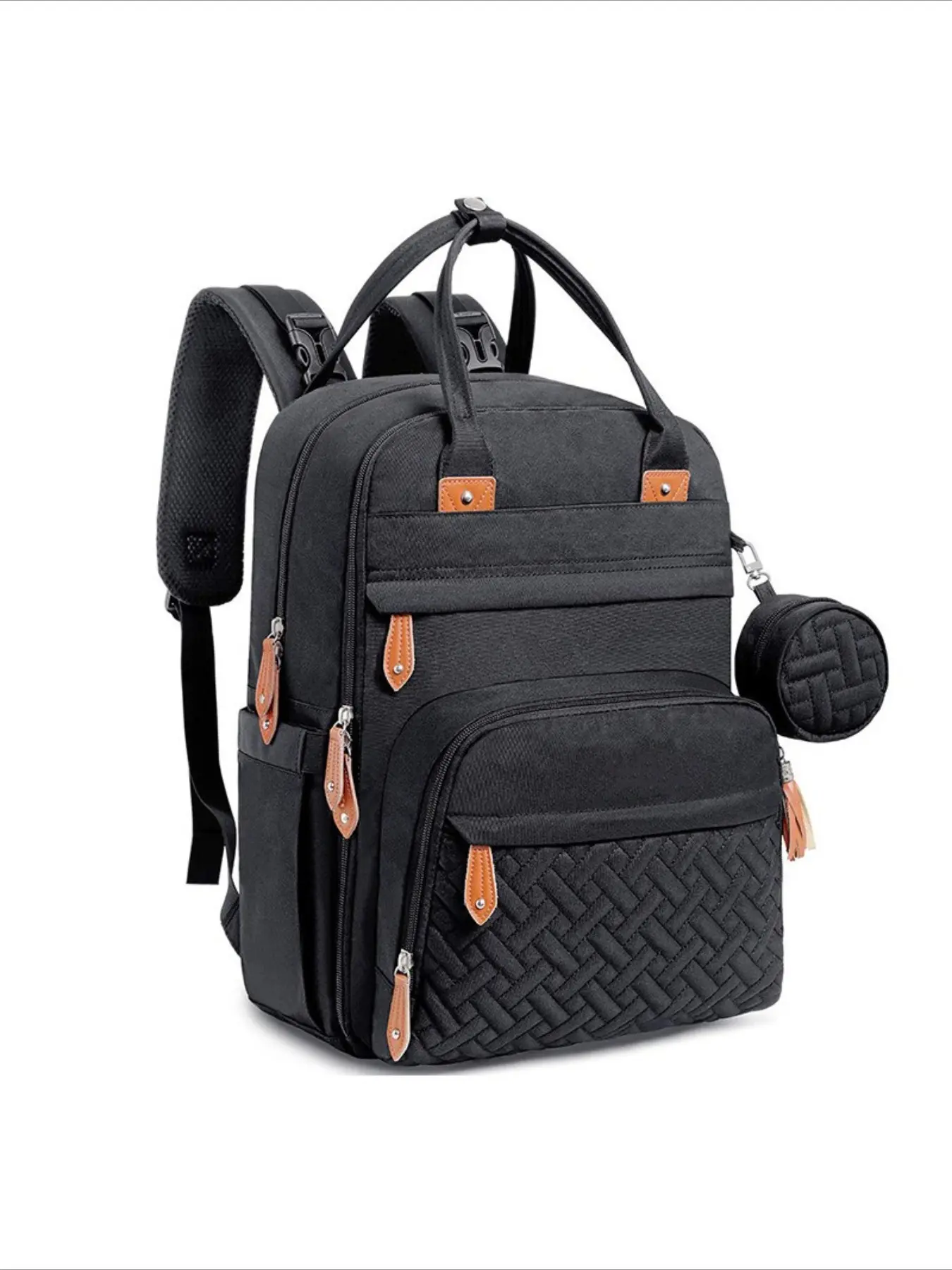 Ultra Lightweight Diaper Backpack for Mom, 3 Insulated Milk Bottles, 17 Storage Pockets, Water-Resistant, Stroller Clips, 3-Way Carry