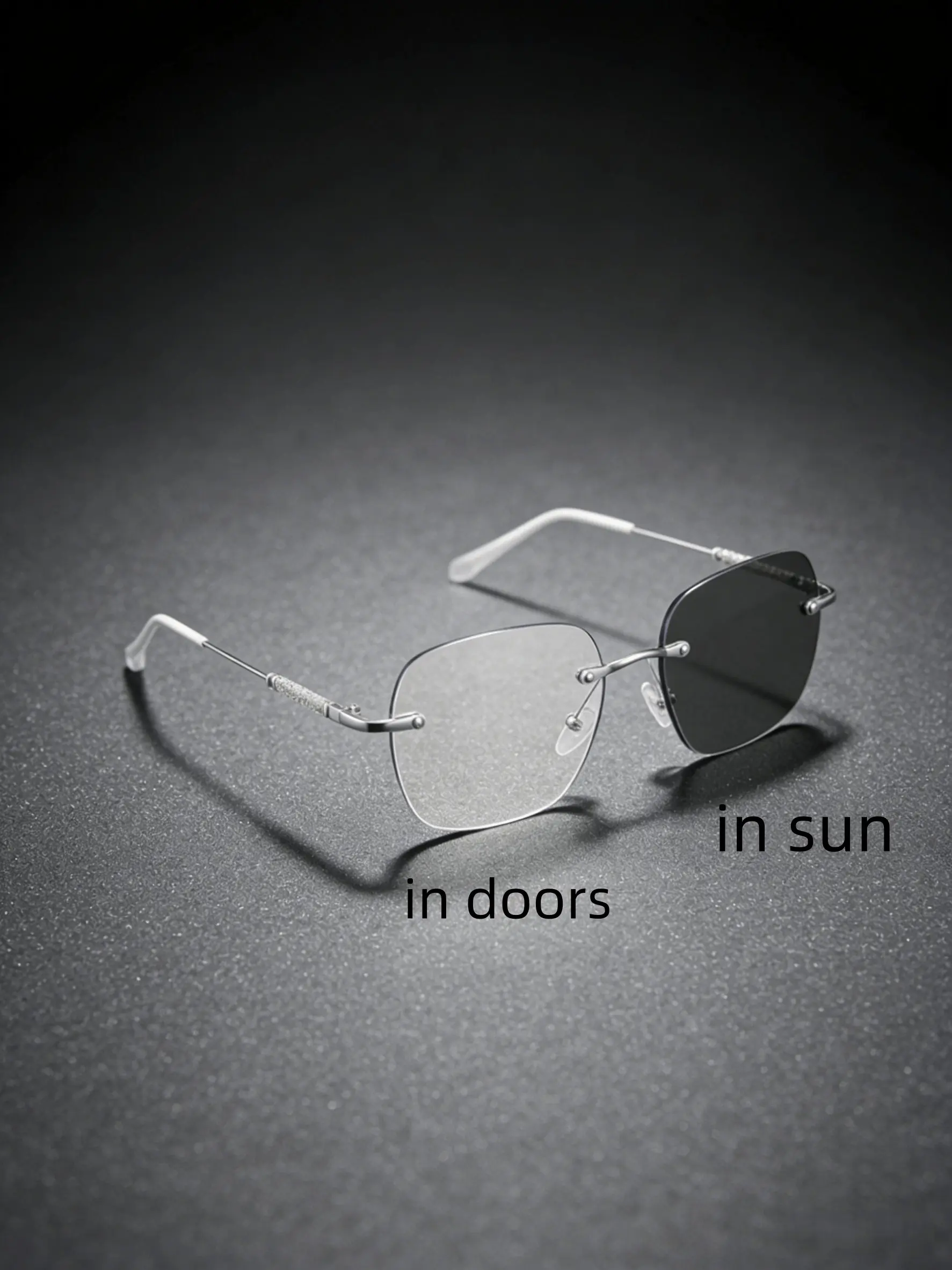 Unisex Y2K Style Frameless Light-Sensitive Color-Changing Glasses, Drilled Design, Durable Streetwear Accessory for Daily Use & Parties