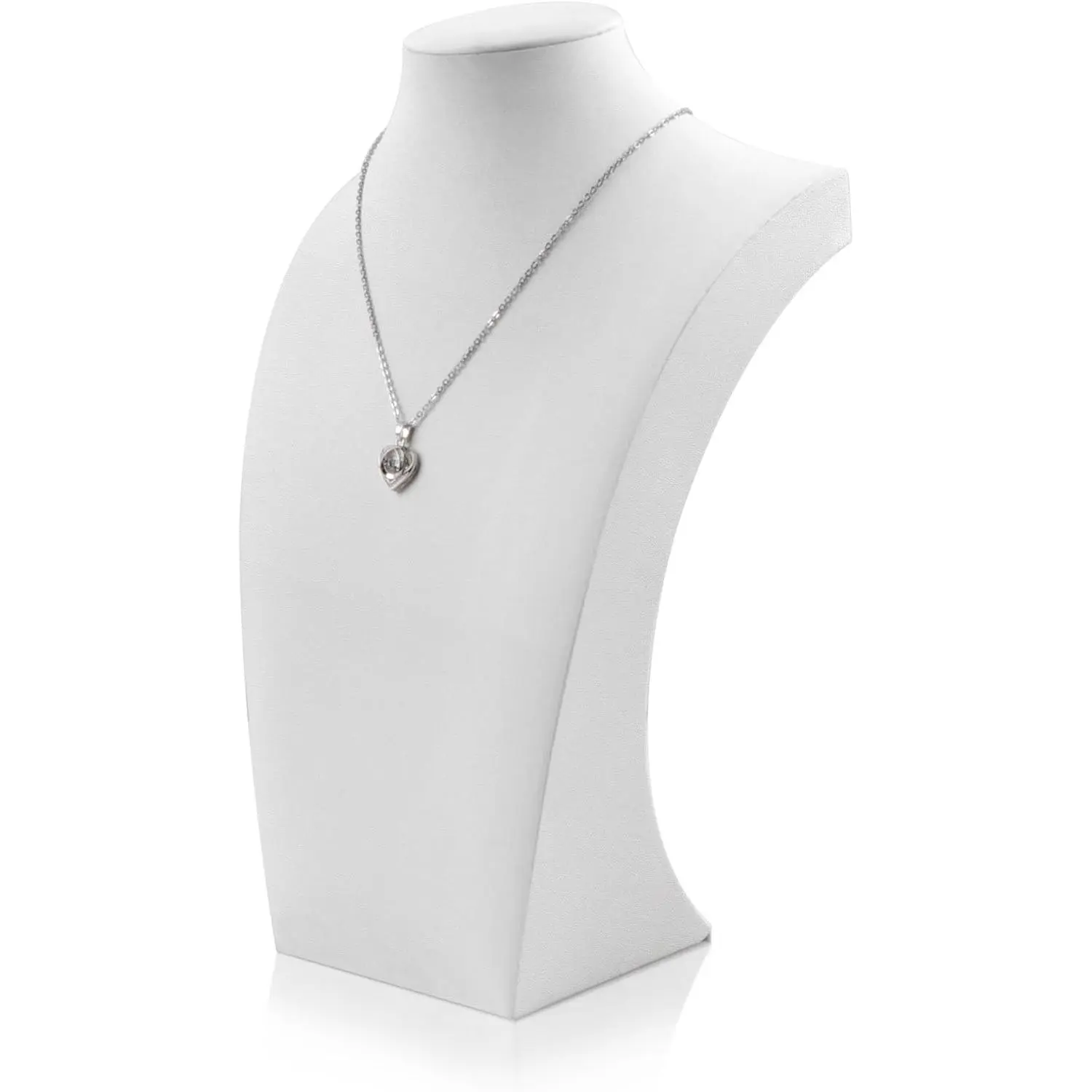 Necklace Display Bust - PU Leather Jewelry Bust Stand for Photography, Boutique Display, and Home Organisation(White-11.4"x6.7")