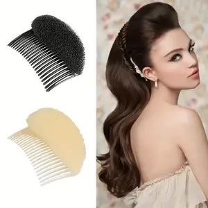 2pcs Korean Volumizing Hair Comb with Sponge Top Invisible Hair Puff Bun Maker Fine Hair Lift Tool for Women Daily Styling Updo Support