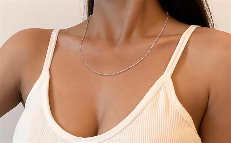 Cassieca 2 s Stainless Steel 1mm Round Snake Chain Box Chain Necklace Super Thin & Strong,16-30 Inch Daily