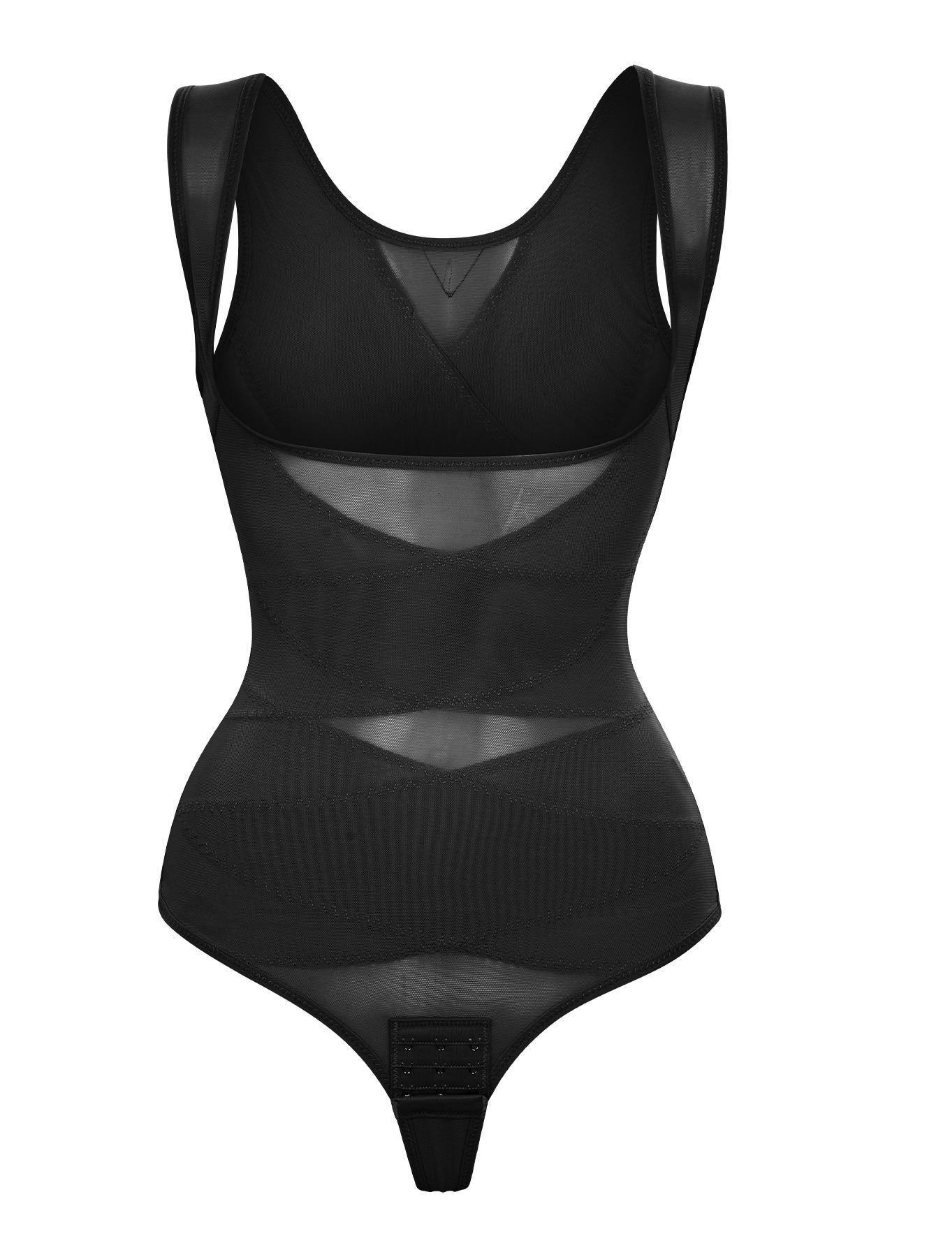 Women's Contrast Mesh Sheer Shapewear Bodysuit Underwear, Summer Wear 2024, High Stretch Breathable Comfortable Tummy Control Shapewear Clothing for Daily Wear, Summer Clothes Women, Body Shapewear, Women's Shapewear Clothes for Summer