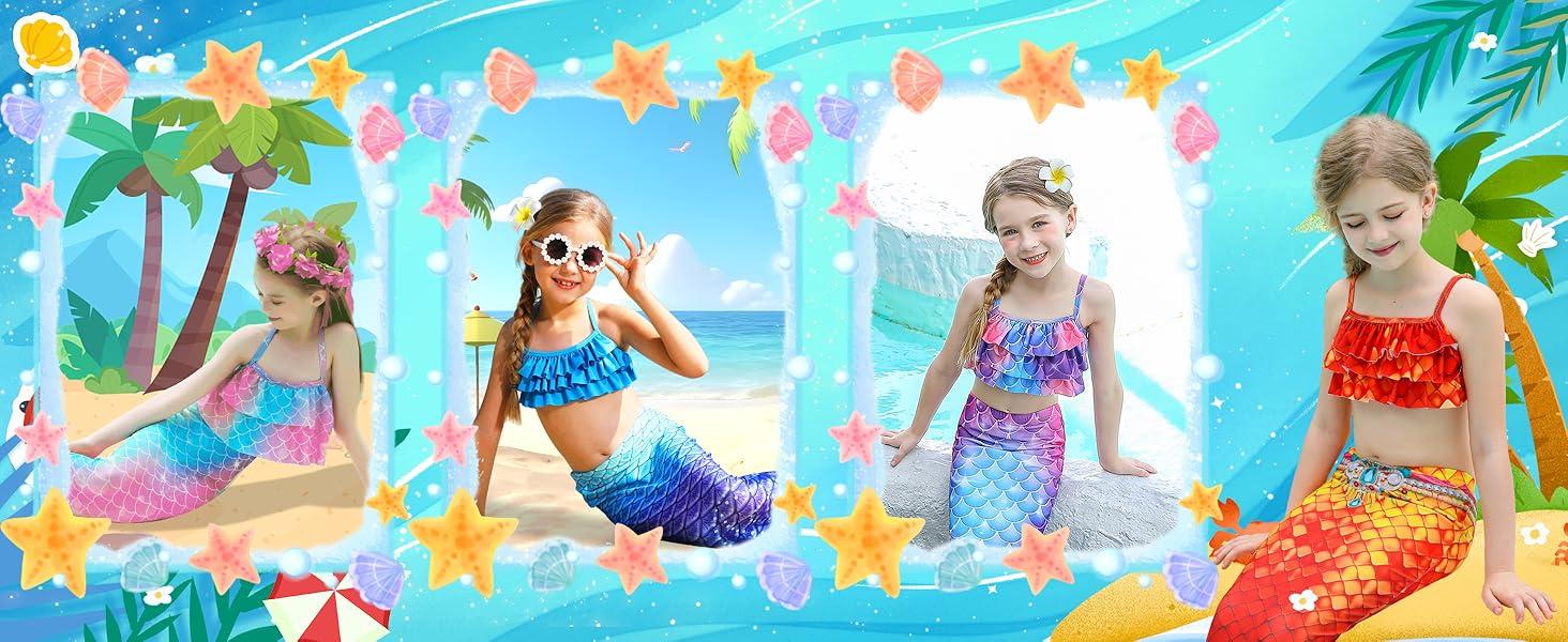 Mermaid Tail Bathing Suit for Girls Coustume,Party Costume Accessory(Excludes FIN)