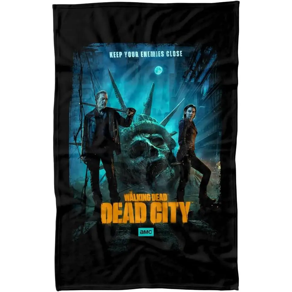 Zombie Series Flannel Blanket The Walking Dead Dead City Official Poster Negan & Maggie Keep Your Enemies Close Print All Season Soft Fleece Throw Blanket Tv Show Fan Gaming Room Bedroom Home Decor Gift