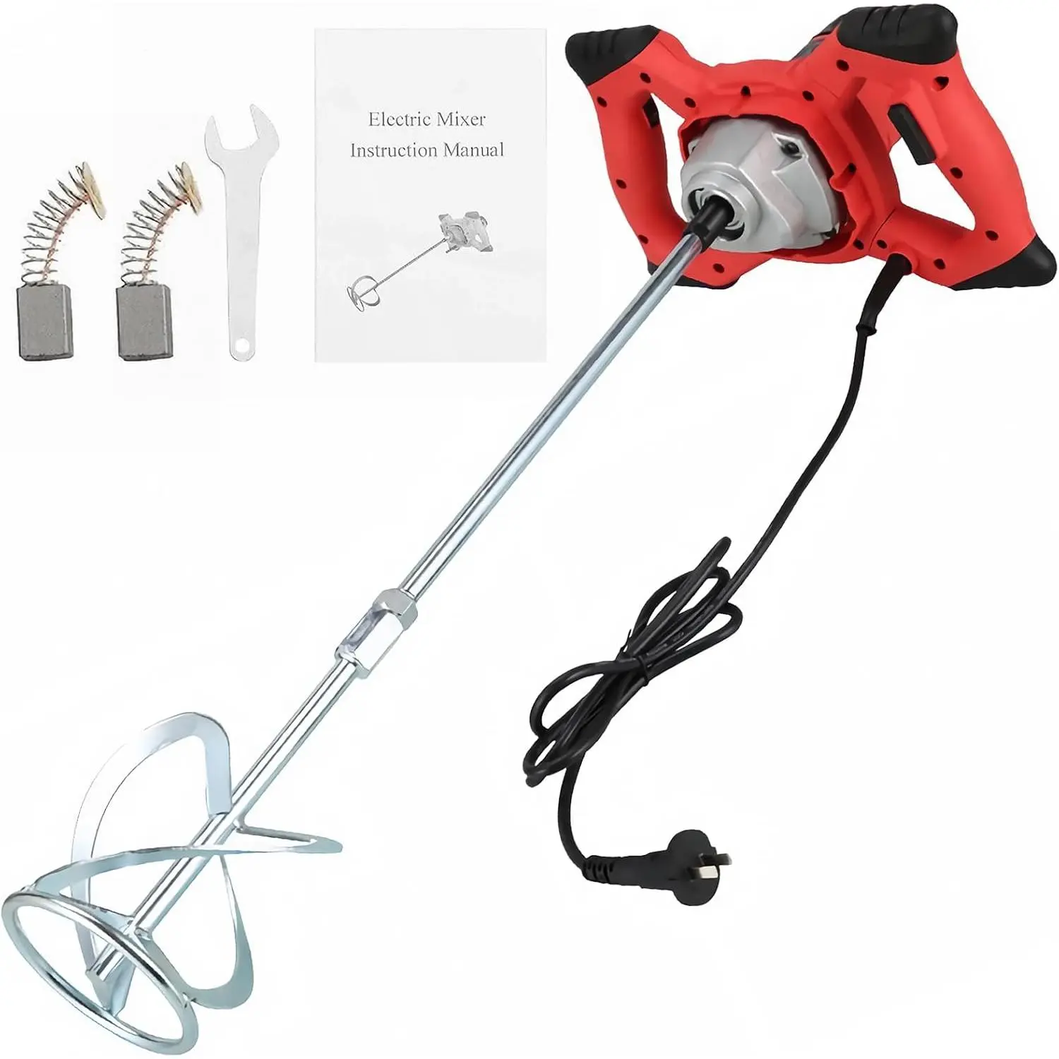 2100W Electric Concrete Mixer Machine, Cement Mixer with 6 Adjustable Speed, 110V Portable Mud Mixer for Mixing Concrete, Mud, Mortar, Plaster, , Fodder Stirring Tool