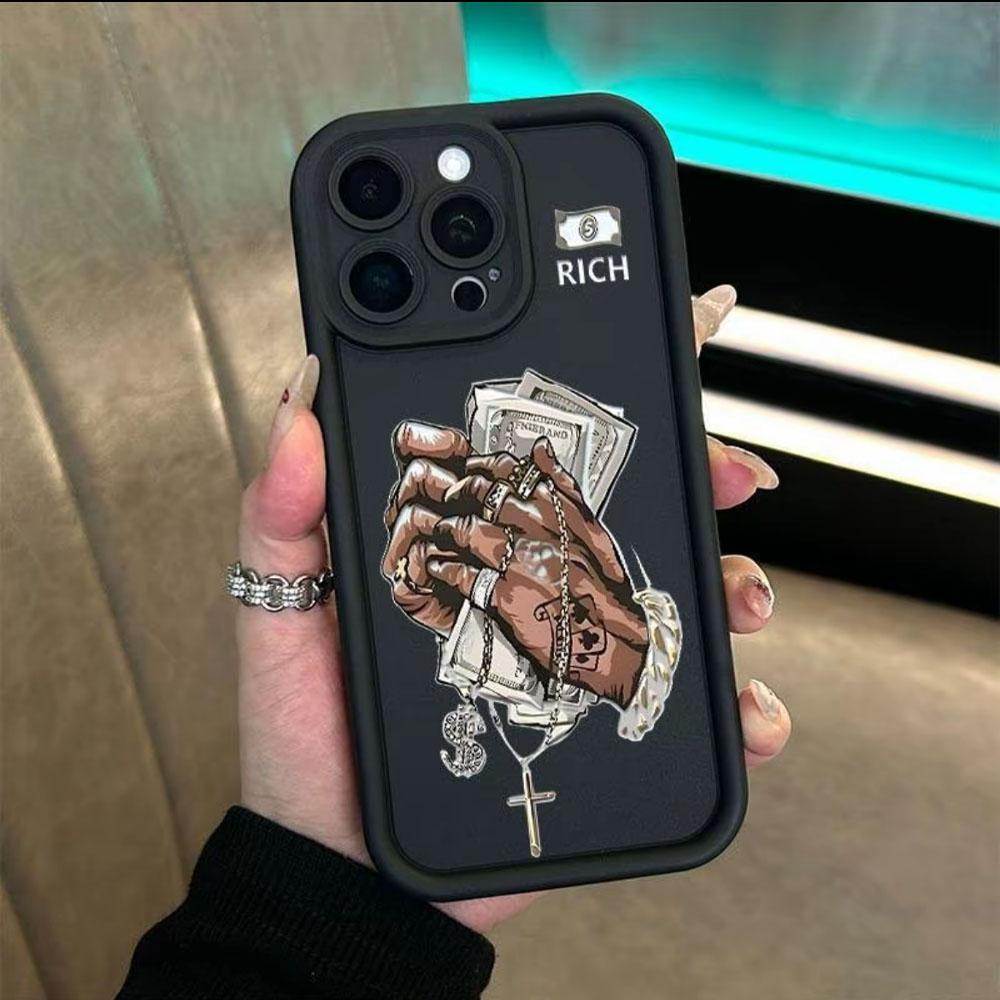 Hip Hop Money Rich Phone Case for iPhone 17 Pro Max 16 E 15 14 Plus 13 12 11 Pro Max & Samsung S21S22 S23 S24 S25 S26 Ultra Plus, Aesthetic Matte Shockproof Protective Case for Men, Perfect Gift