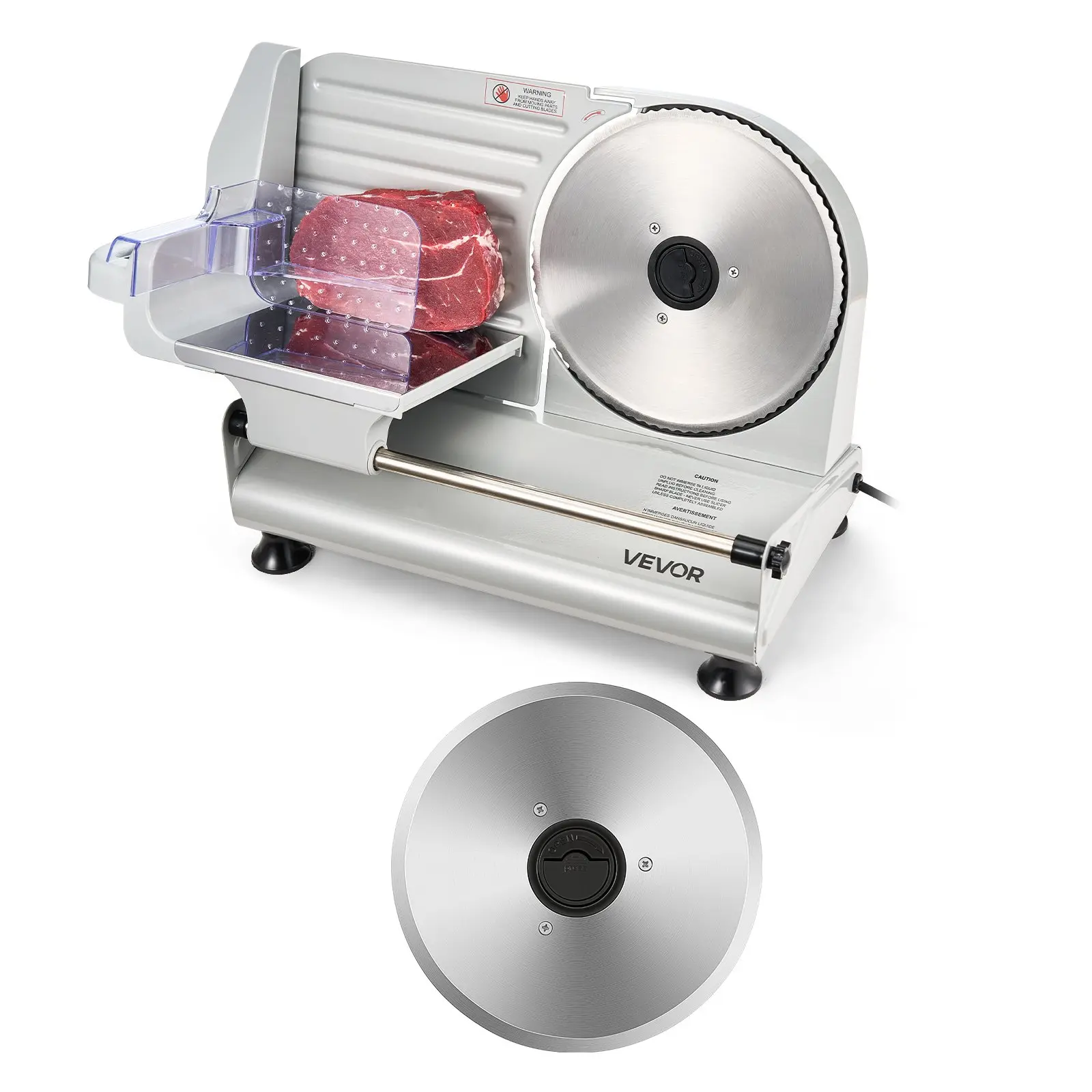 【DealsForYouDays】VEVOR Meat Slicer, 8.6" Electric Deli Slicer with 2 SUS420 Blades 0-0.6" Adjustable Thickness, Dual Security Lock, 200W Home Food-Slicer for Frozen Meat, Ham, Baguett, Steak, ETL Approved