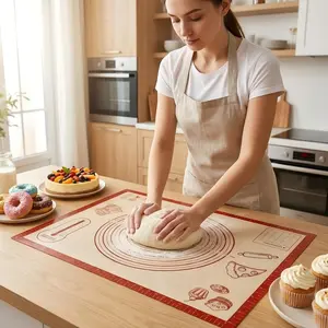 Silicone Baking Pastry Dough Mat - 28x20Inch Extra Large Cookie Bread Rolling Mats Sheet, Nonstick Kitchen Counter Kneading Board, Thick Reusable Pie Cookies Pizza Fondant Making Matt with Measurement