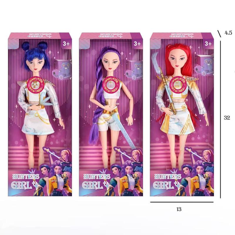 Gift For Valentines K-pop Demon Hunters Anime action figure doll 11.5 inches–12 Joint Movable Anime-Rumi, Mira and Zoey, Anime-Inspired Collectible Dolls, Mystery Box Merch Gift for Fans & Kids-desk display-Kpop Idol Merch Collectibles Playable theme song