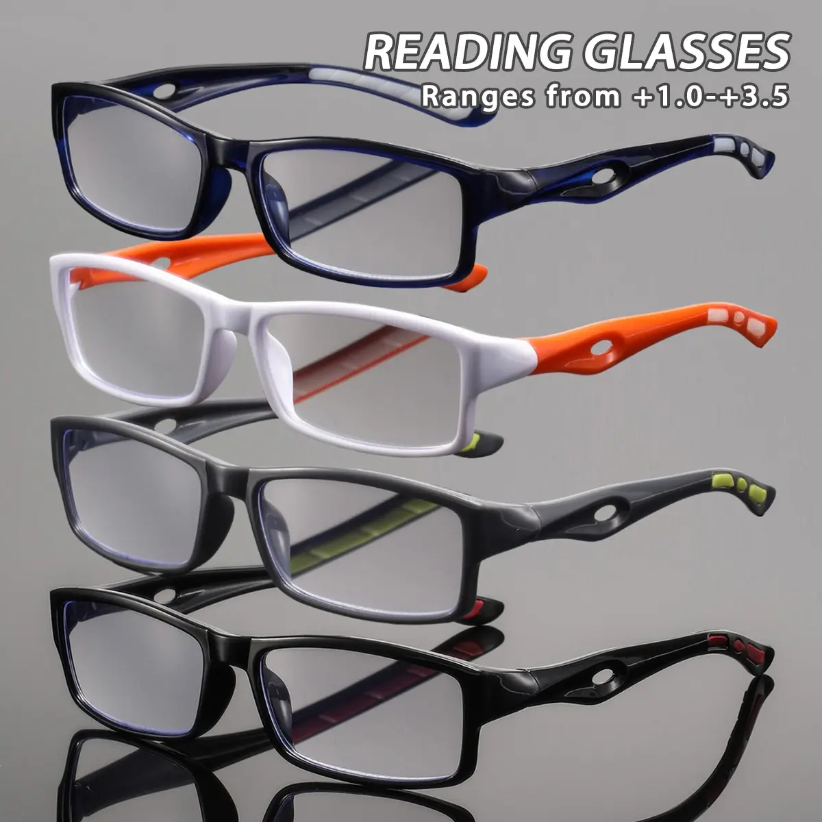 Men's Plastic Square Reading Glasses, Vintage Modern Japanese Style, Casual Lightweight Fashion Eyewear for Daily Use at Home, Square Frame Eyeglasses