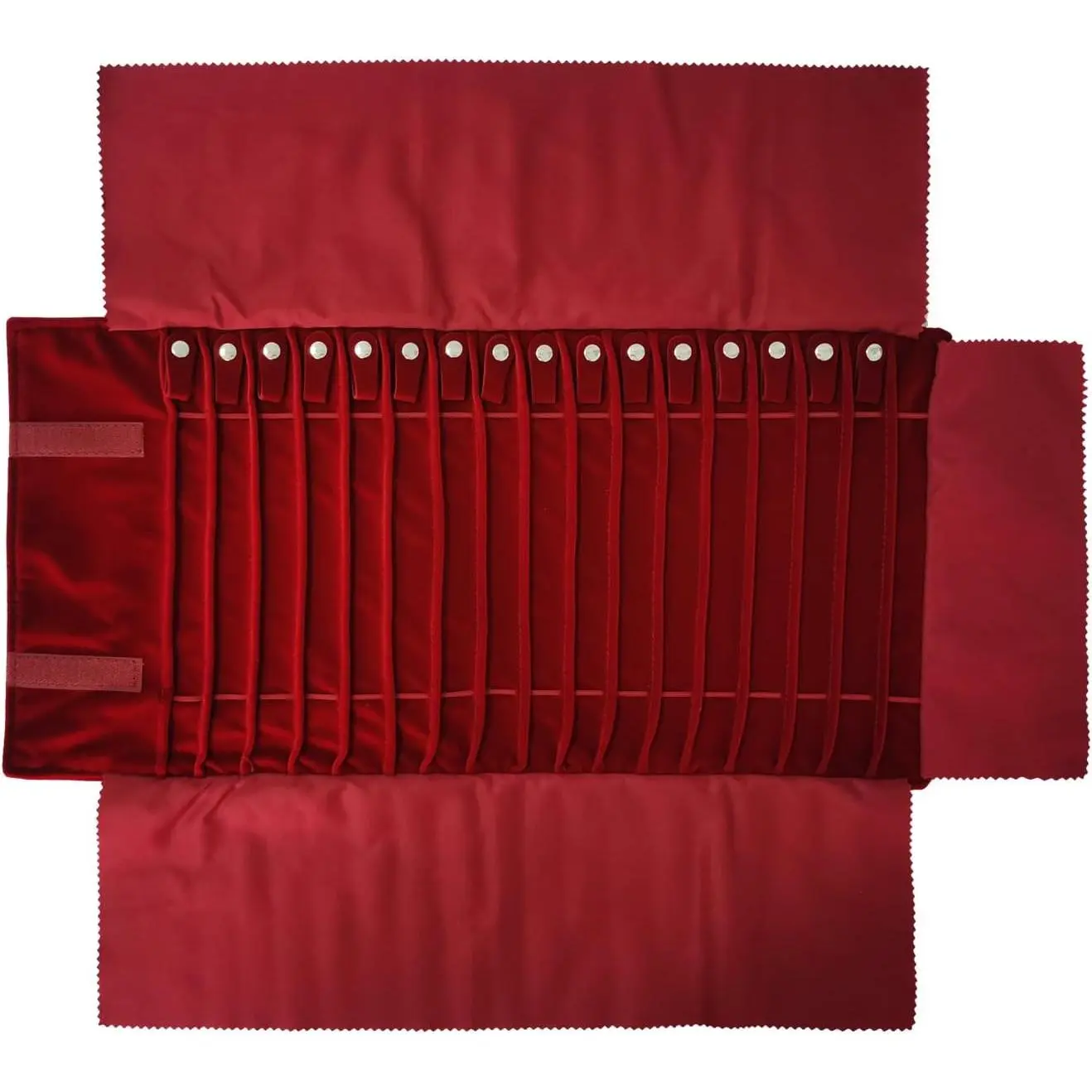 Portable Jewelry Roll Untangled Secure Necklace Travel Storage Bag Displays Holder 16 Chain (Burgundy)