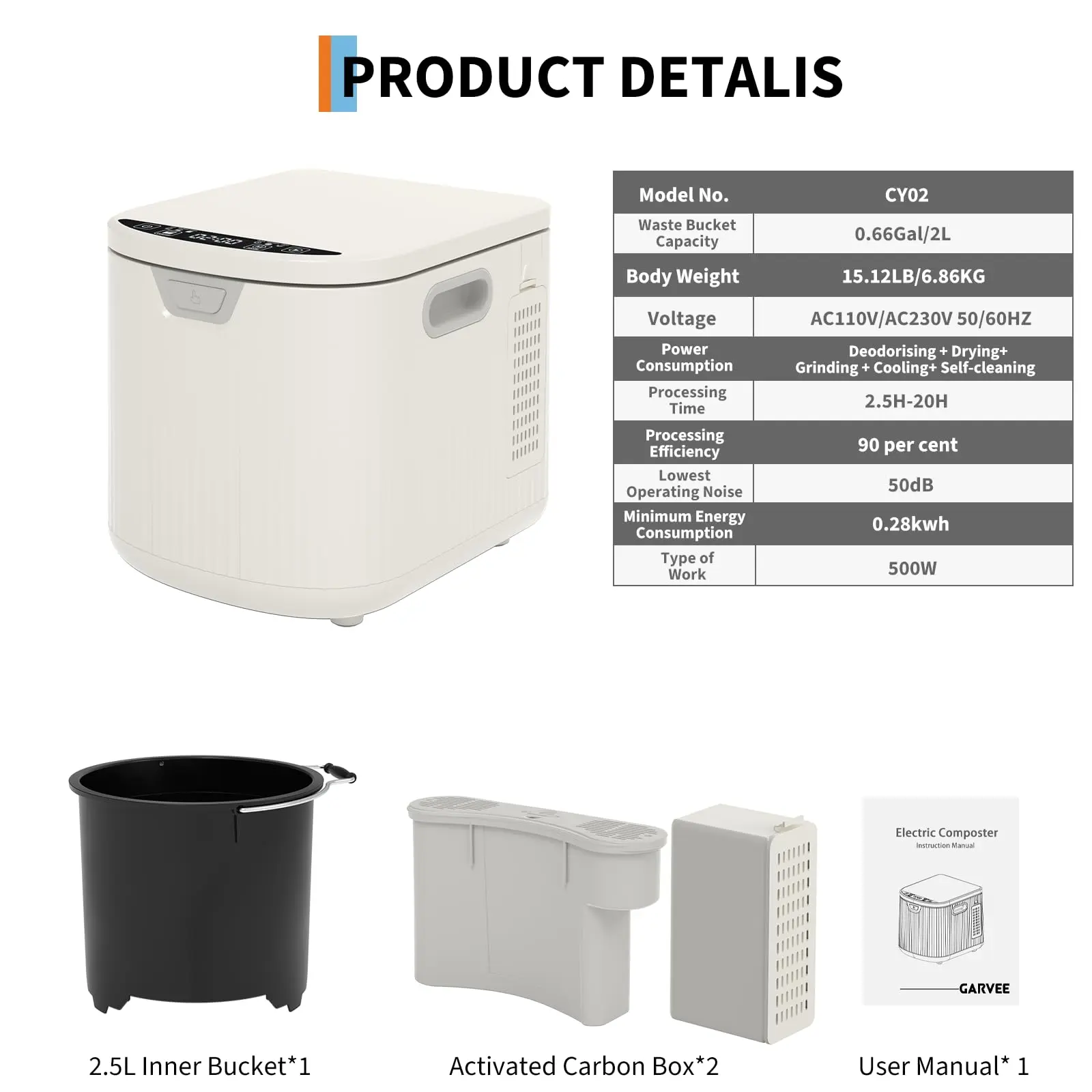 5-Pint Electric Kitchen Composter – Auto Clean, Odor-Free, Turns Food Scraps into Fertilizer in Hours