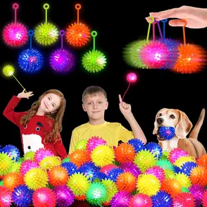 24Pcs Light up Bouncy Balls Bulk, Glow in The Dark LED Flashing Balls for Kids Adults Dogs, Squeaky Dog Toys, Durable Toys, Large Dog Toys for Aggressive Chewersfidget toys