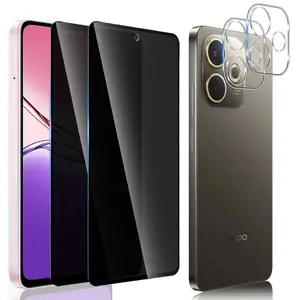 2+2 Privacy Tempered Glass Film + Lens Protector for Oppo A5 Pro 5g, Durable Anti-Spy Design, Perfect Fit, 2 Pieces Screen & Lens Protection