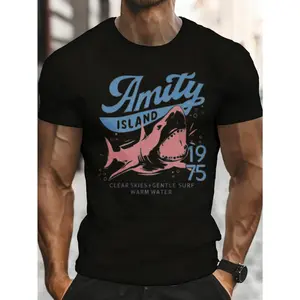 Casual, Men's T-Shirt, Amity Island Shark 1975 Design, Summer Beach Wear, Gift For Shark Enthusiasts