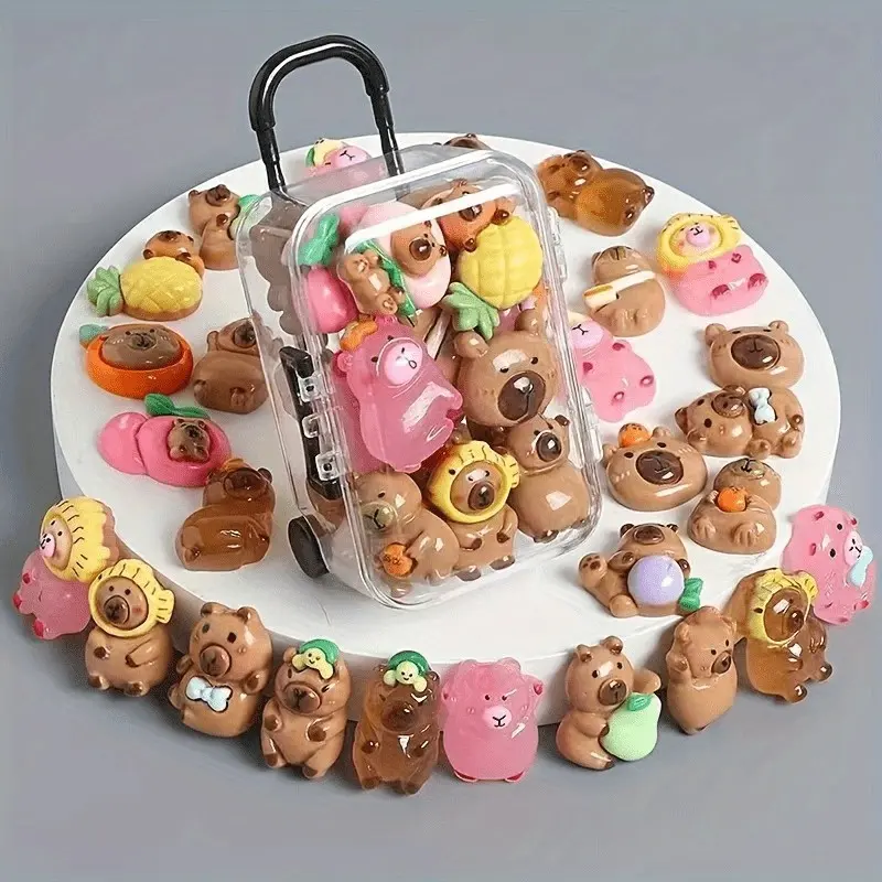 25pcs Capybara Resin Ornaments, DIY Decor Set, Home & Office Decoration, Holiday Gifts, Party Favors, Seasonal Decorations
