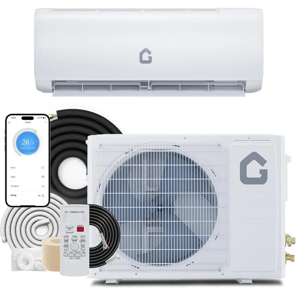 18000 Btu Mini Split Air Conditioner & Heater - WiFi Enabled, 19 SEER2 Energy-Efficient Inverter, Home Use with Cooling/Heating Modes, Aux Input, Cools Bedrooms Up to 1250 Sq. Ft.