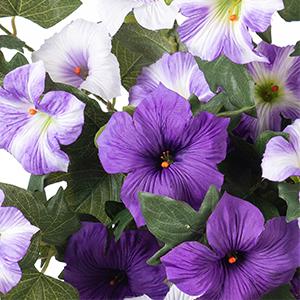 2 Bundles Artificial Fake Flowers Plants for Outdoor Decoration, Faux Petunias Silk Flower UV Resistant No Fade for Home Outside Garden Balcony Yard Porch Realistic Indoor Decor