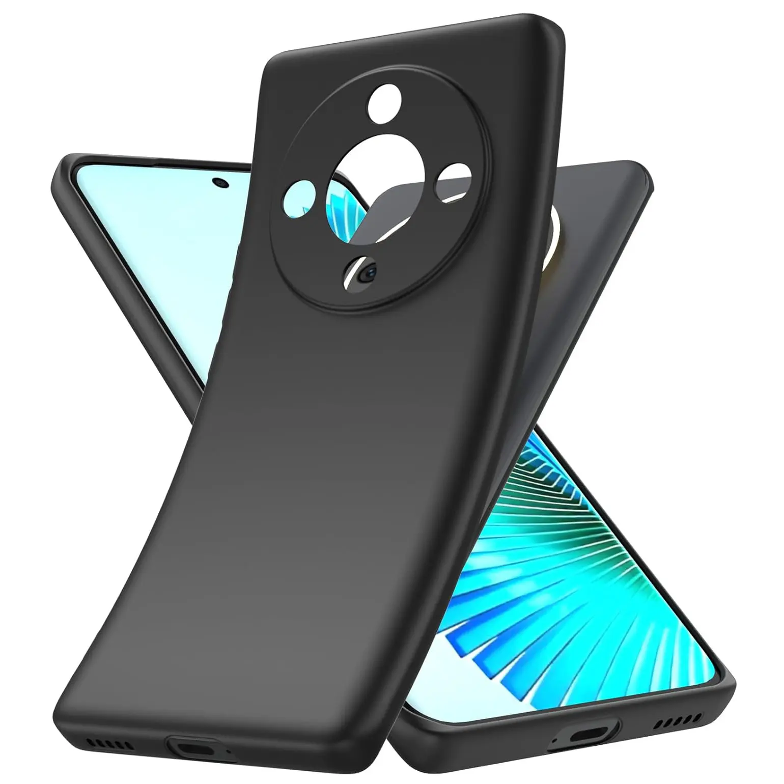 Phone Case For HONOR Magic 6 Lite / HONOR X9b, Slim Shockproof Flexible Black Matt Soft Silicone Protective Phone Case Cover