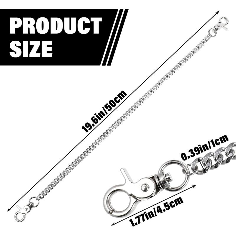 Chain for Pants,Metal Wallet Chains for Men,Double Lock Jean Chains,Punk ,Belt Chain Men for Pants Key  Hop Keyholder Trucker Biker (50cm)