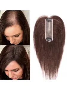 Topper Human Hair For Woman Clip in Hair Extensions Natural Scalp Baldness Coverage Thin Hairline 360° 3D Hair Patch Invisible Design