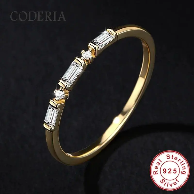 2026 New Emerald Cut Full Moissanite Ring Plated 18K Gold D Color VVS1 Lab Diamond Eternal Band for Women 925 Silver Rings