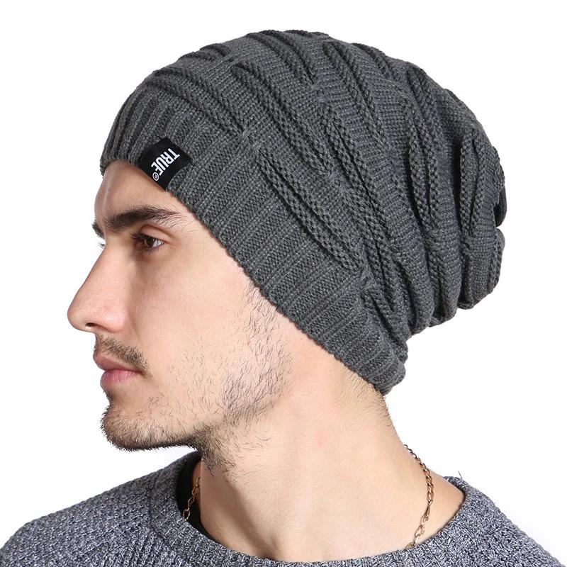 New Letter Label Winter Hat Long Size Knitted Cap High Quality Casual Beanies For Men & Women Solid Bonnet Cap