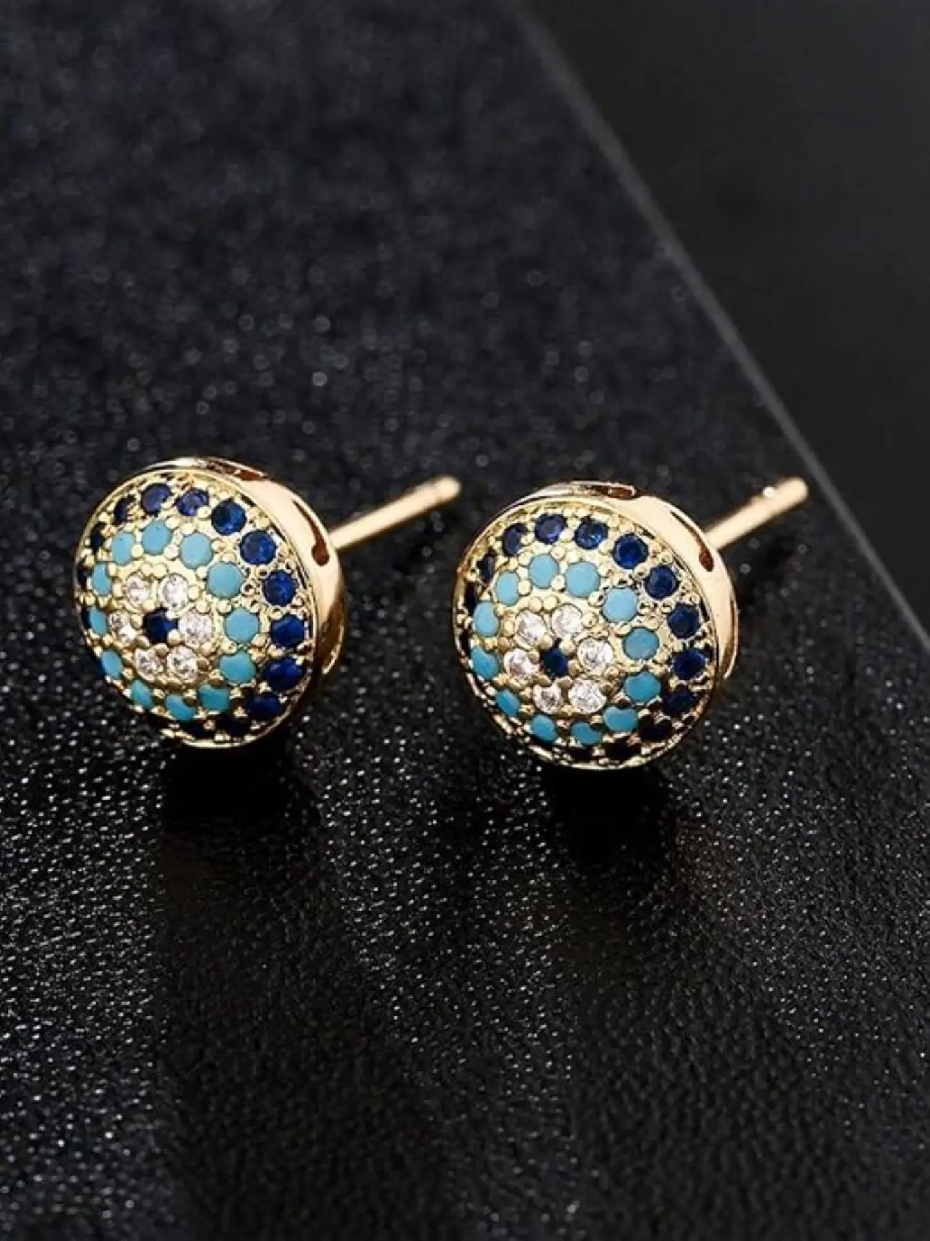 Vintage Copper Zircon Devil Eye Earrings, Elegant Design for Women, Bohemian Style Synthetic Turquoise, Party and Holiday Jewelry Gift