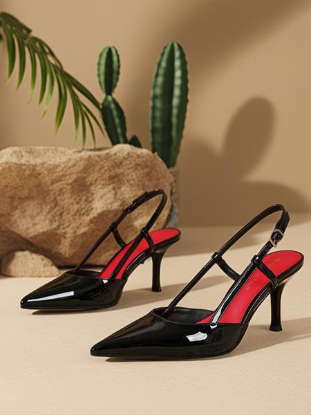 Women's Pointed Toe Stiletto Heels, Patent Leather Slip-On Shoes, Sexy Fashion High Heels for All Seasons, Comfortable Commuting Footwear